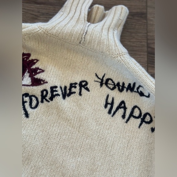 Zadig & Voltaire Cream Crochet Knit Merino Wool Open forever happy Hook Cardigan - Picture 4 of 9